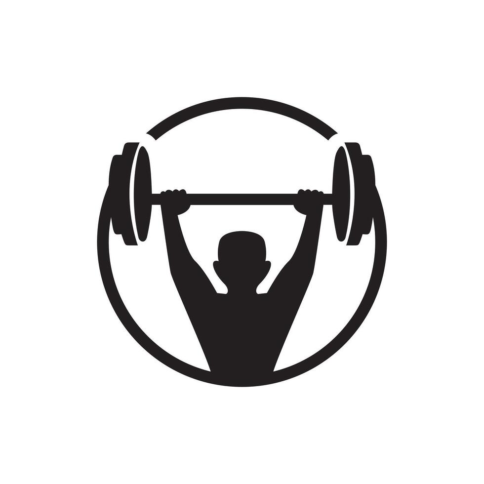 Silhouette of sportsman in lifting position with heavy barbell vector