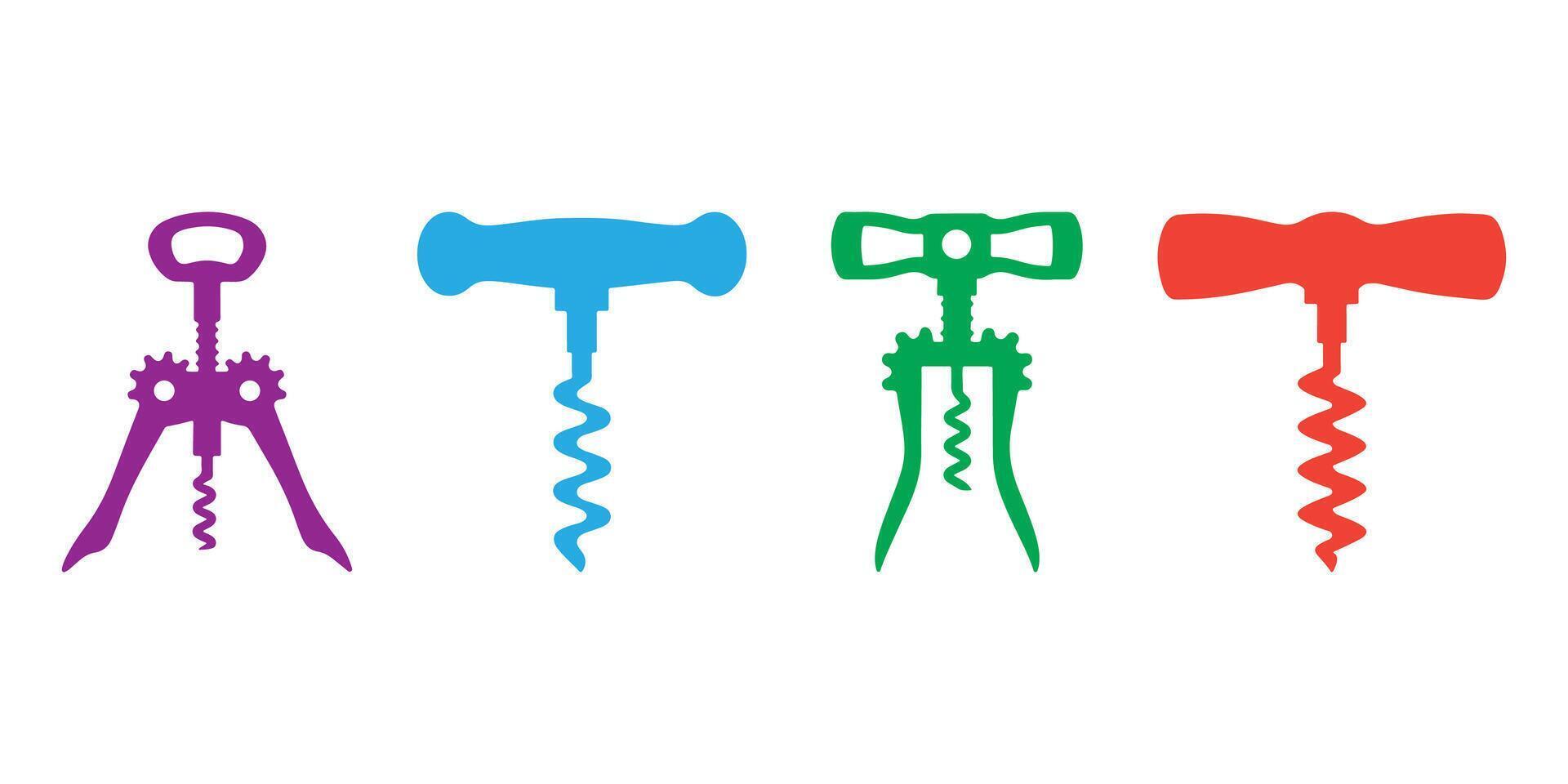 Professional Corkscrew Icons Silhouette Illustration vector