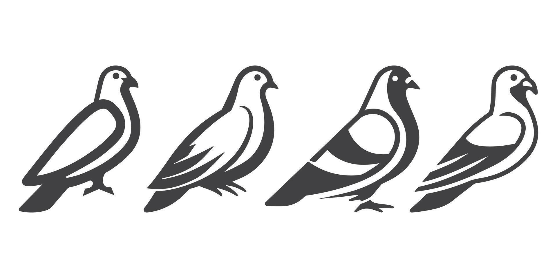 Professional Pigeon Bird Logo Icons Silhouette Illustration vector