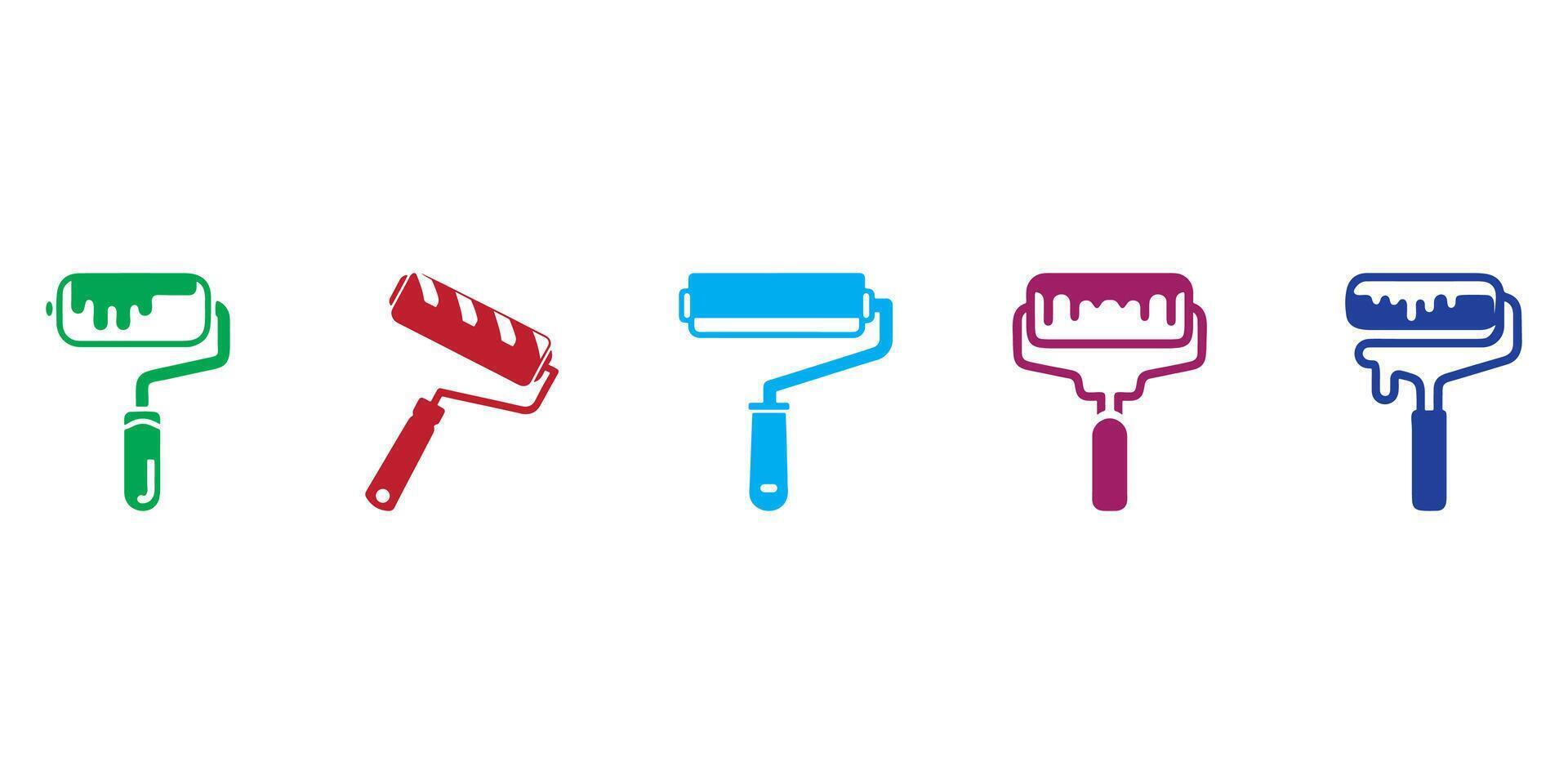 Professional Paint Roller Icons Silhouette Illustration vector