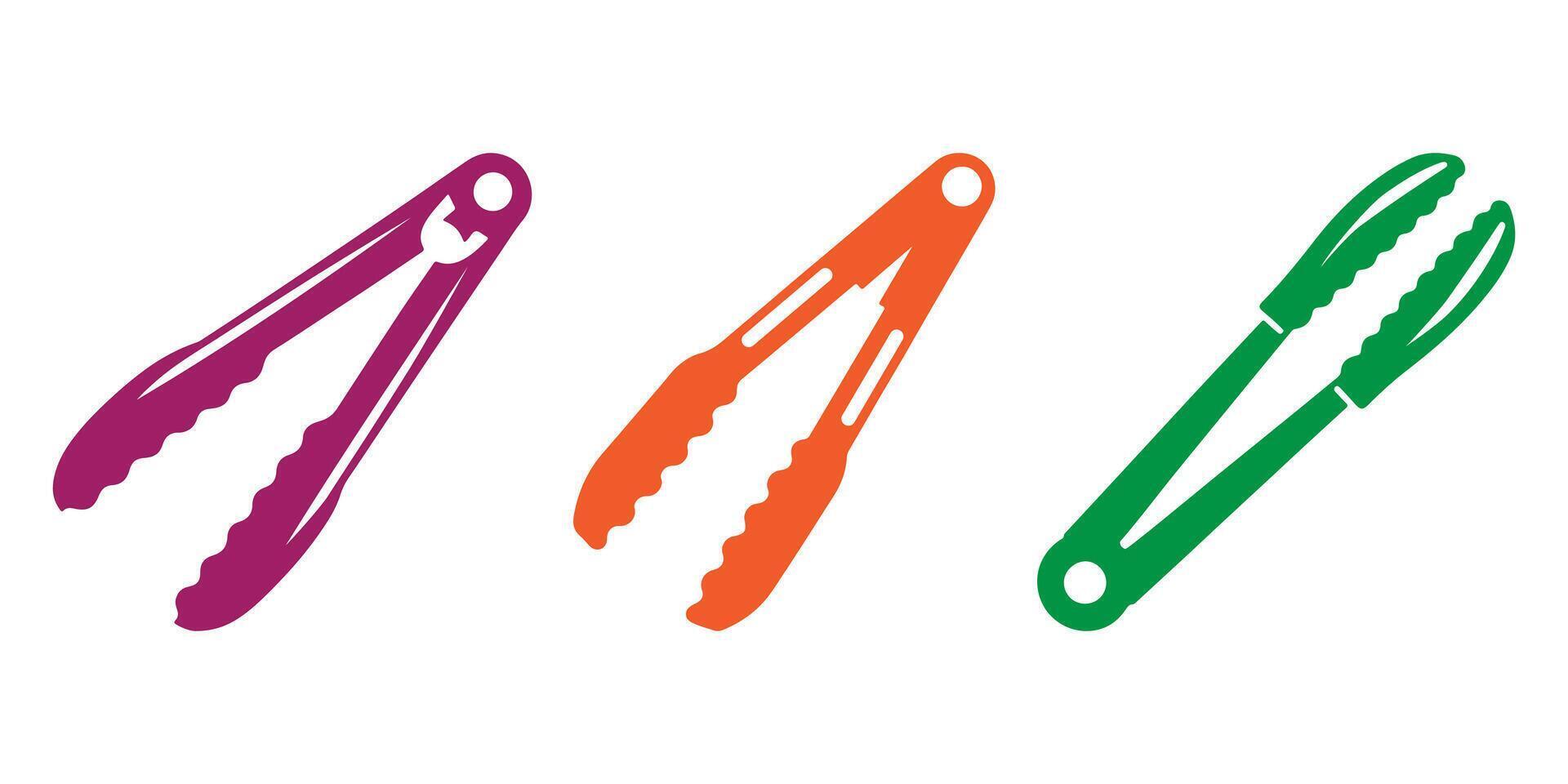 Professional Kitchen Tong Icons Silhouette Illustration vector