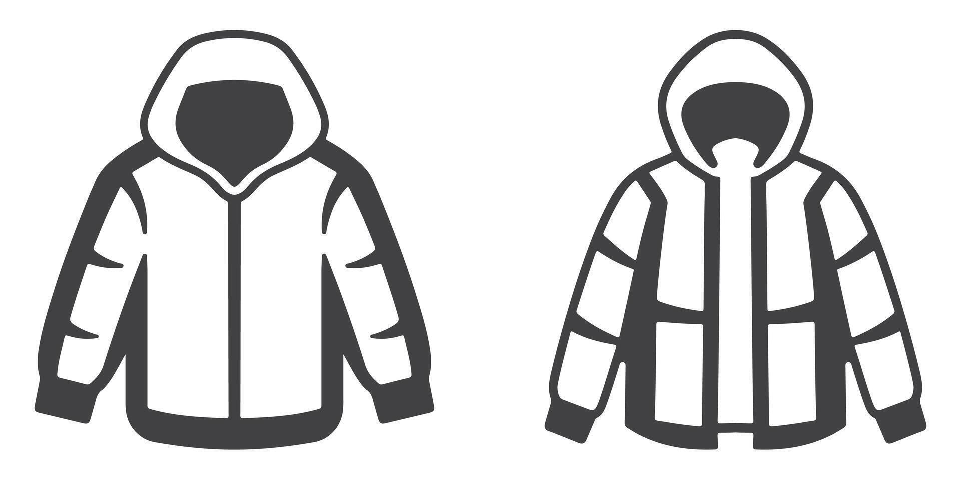 Professional Winter Jacket Icons Silhouette Illustration vector