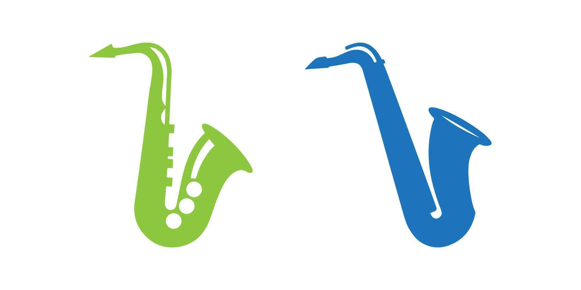 Professional Saxophone Icons Silhouette Illustration vector