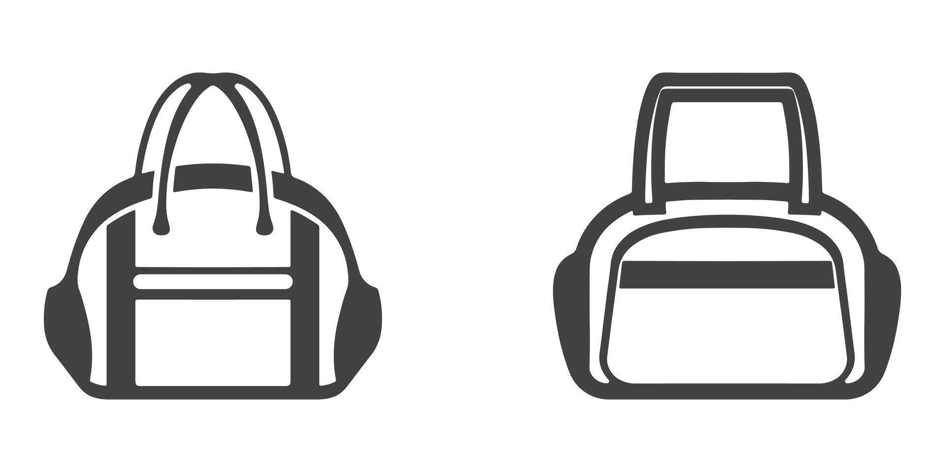 Professional Gym Bag Icons Silhouette Illustration vector