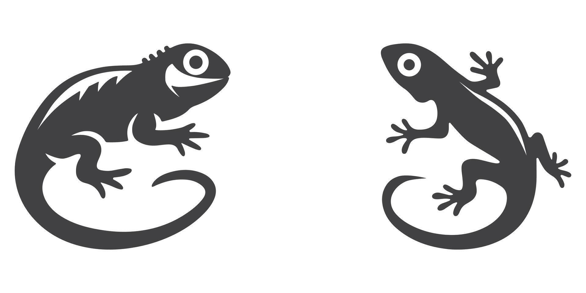 Professional Lizard Logo Icons Silhouette Illustration vector