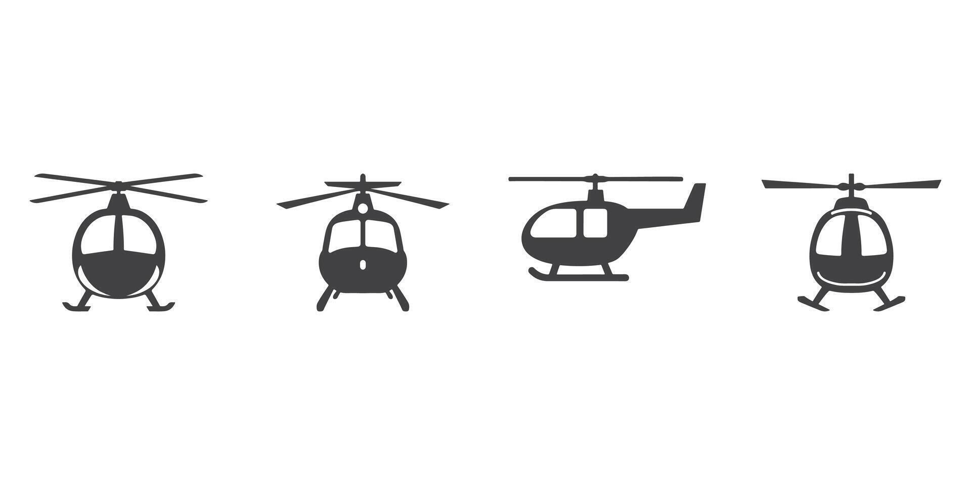 Professional Helicopter Icons Silhouette Illustration vector