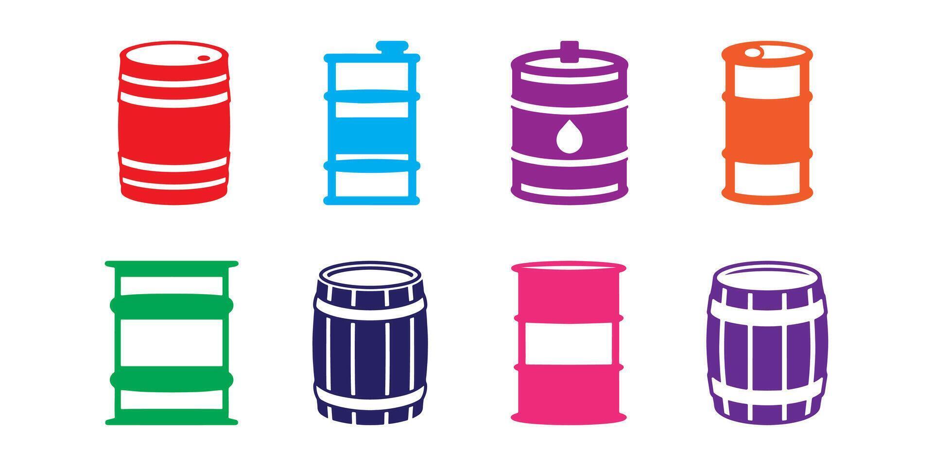 Professional Oil Barrel Icons Silhouette Illustration vector