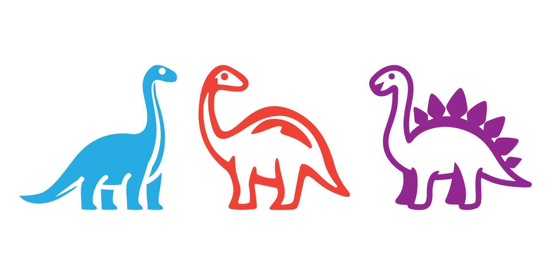 Professional Dinosaur Icons Silhouette Illustration vector