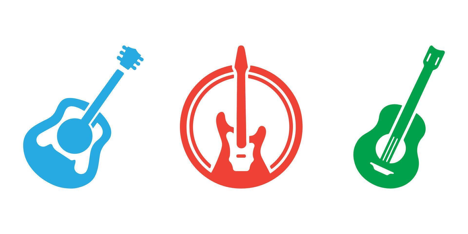 Professional Guitar Icons Silhouette Illustration vector