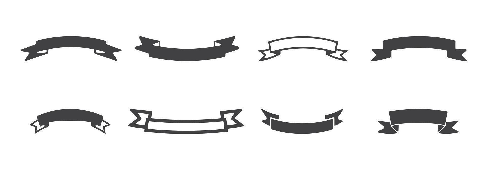 Ribbon Banner Icons Silhouette Illustration vector