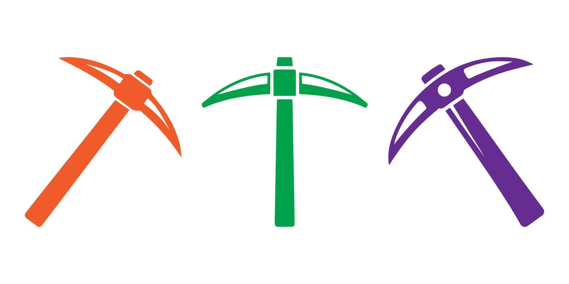 Professional Pickaxe Icons Silhouette Illustration vector