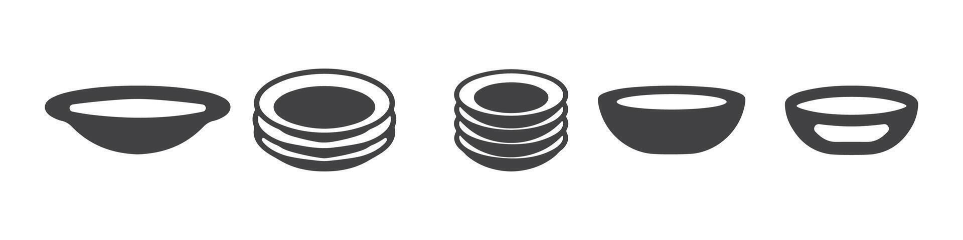 Plate Icons Silhouette Set vector