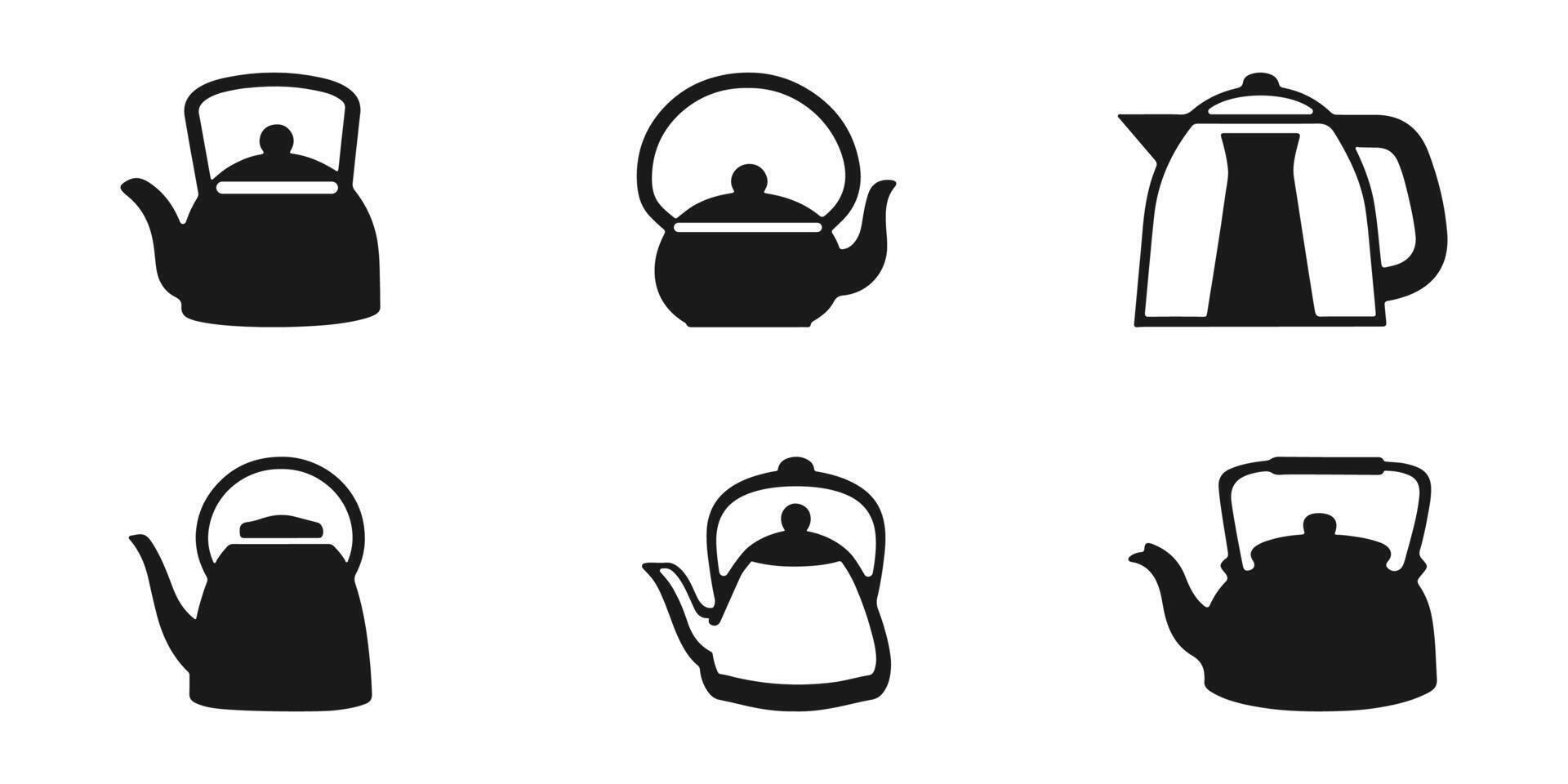 Kettle Icons Silhouette Set vector