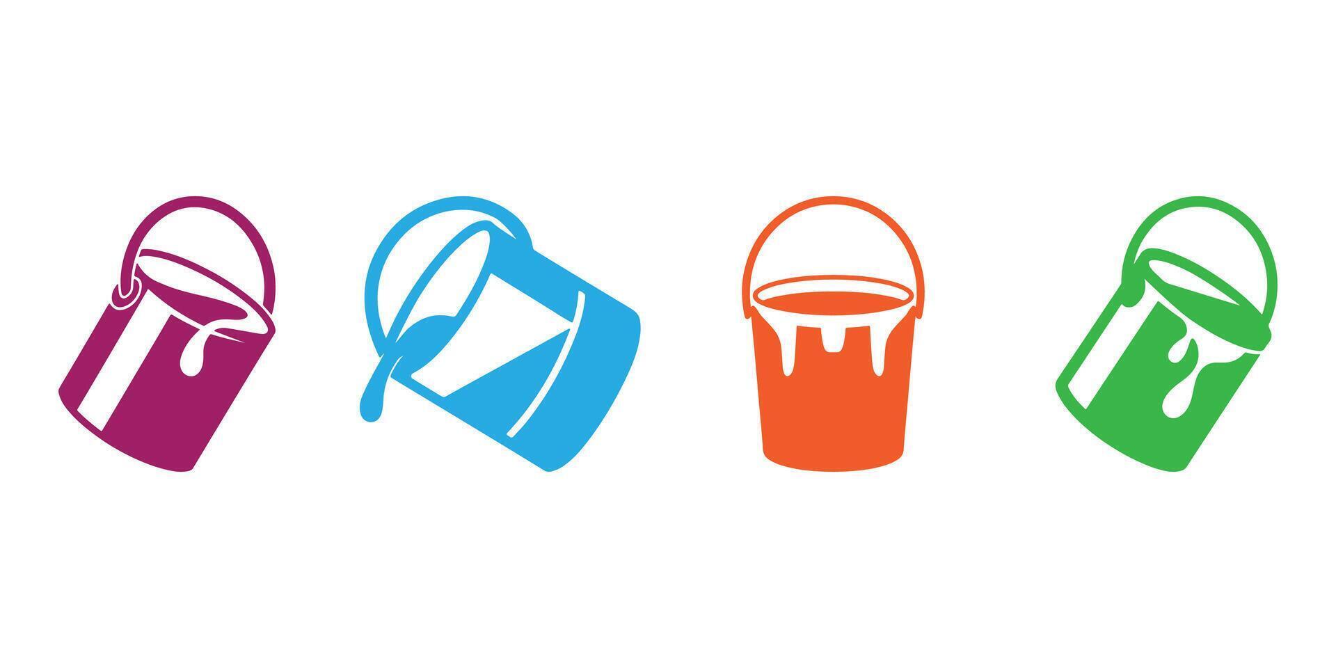 Professional Paint Bucket Icons Silhouette Illustration vector