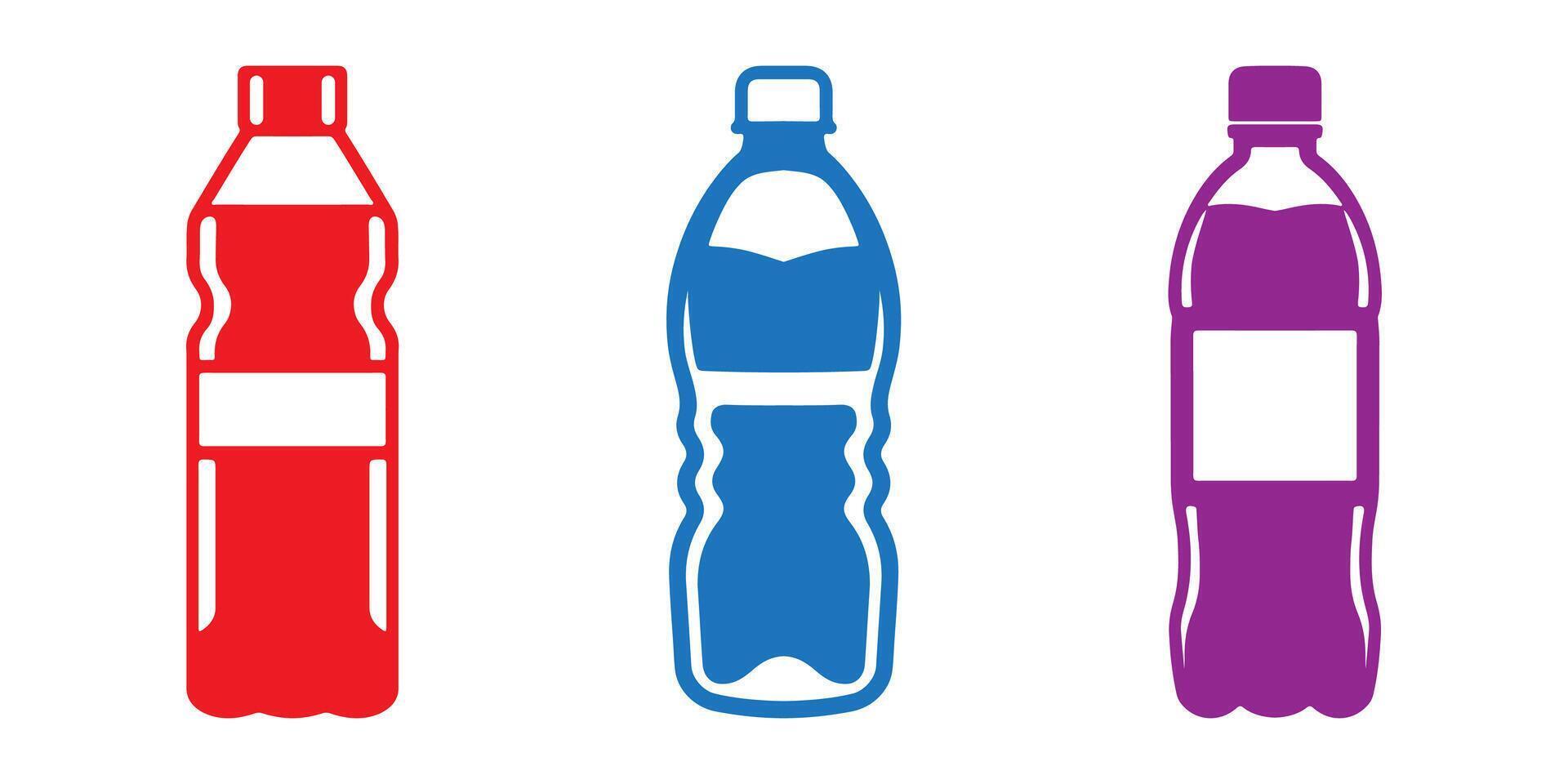Professional Plastic Bottle Icons Silhouette Illustration vector