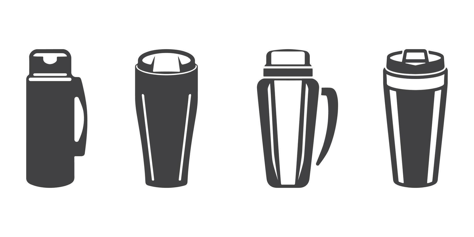 Professional Thermo Flask Logo Icons Silhouette Illustration vector