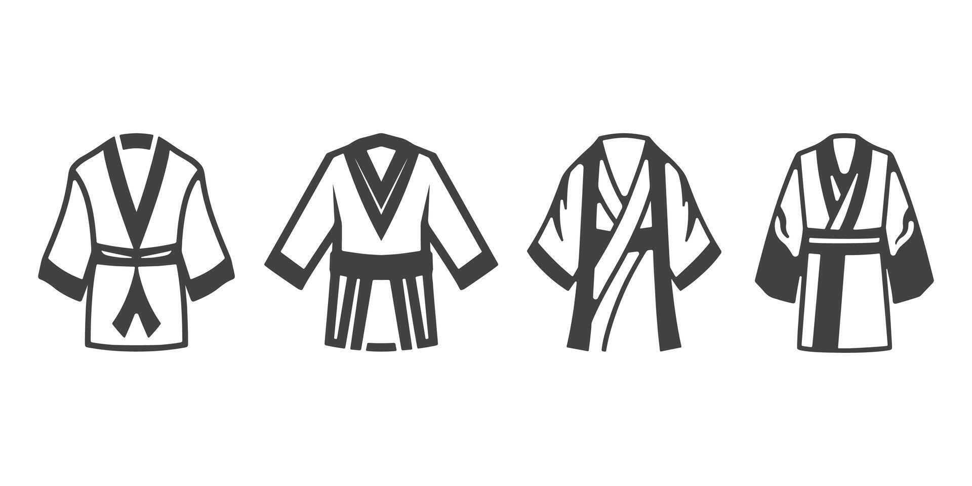 Professional Kimono Icons Silhouette Illustration vector