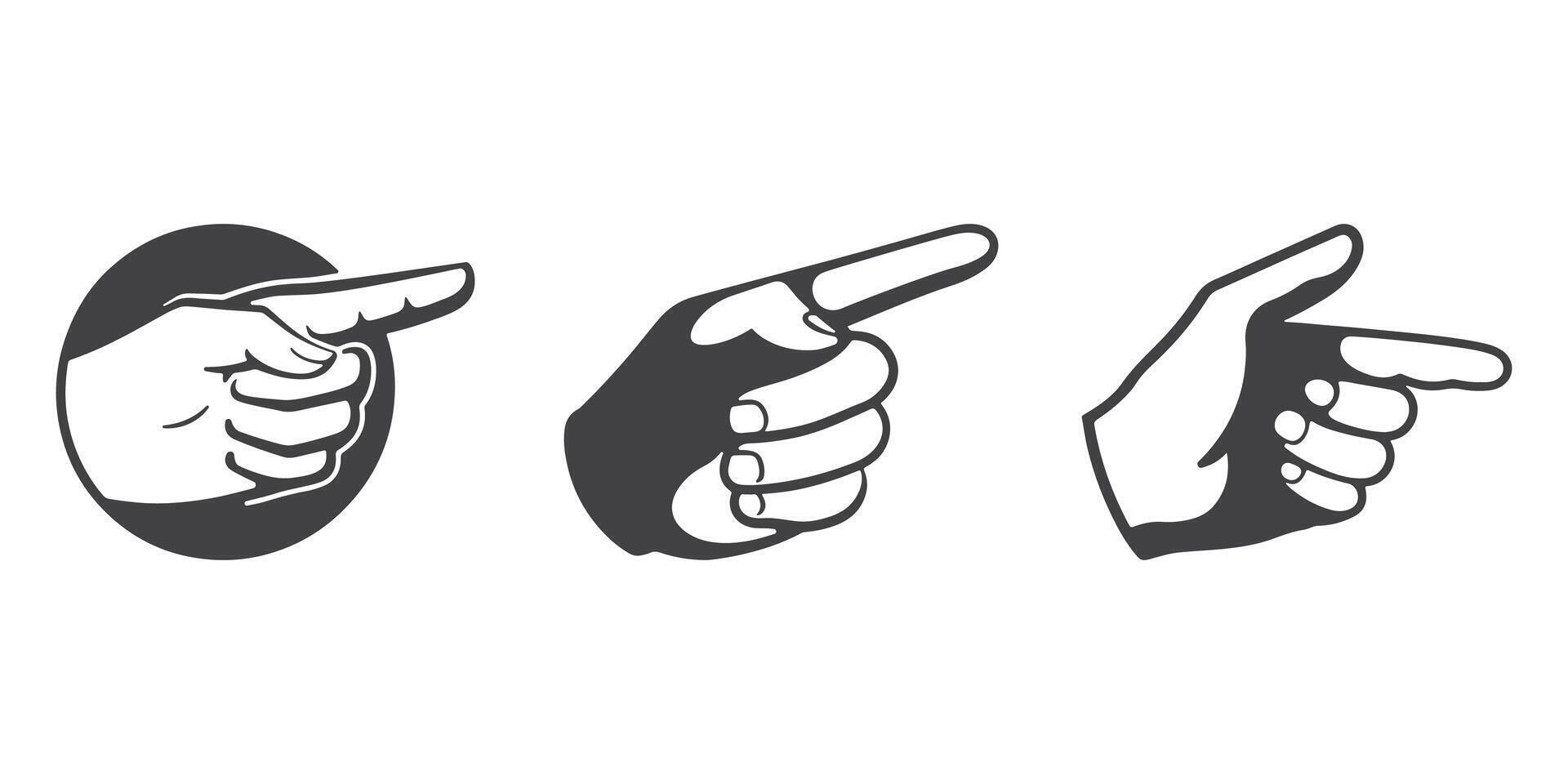 Hand Pointing Finger Icons Silhouette Set vector