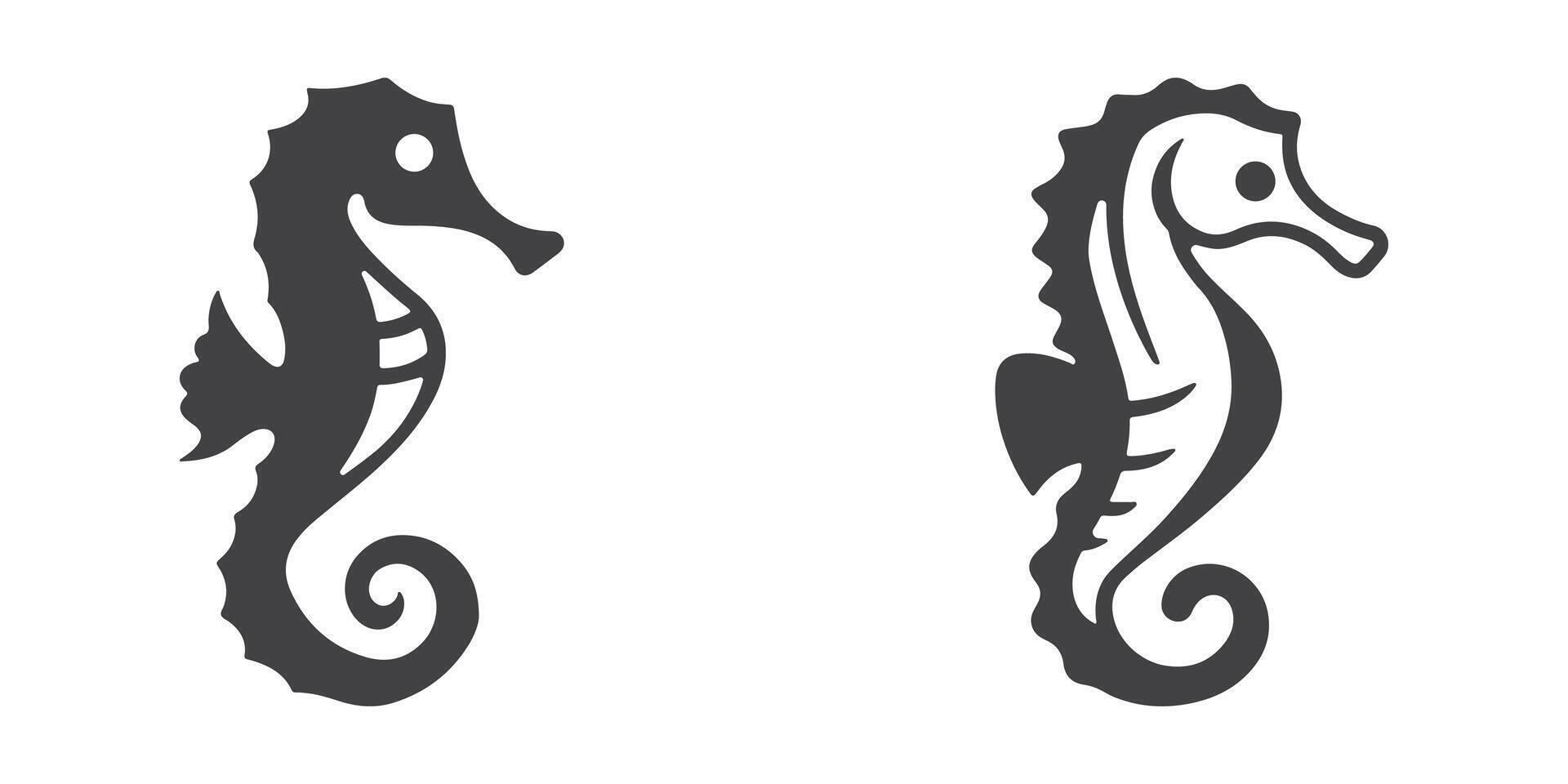 Seahorse Icons Silhouette Set vector