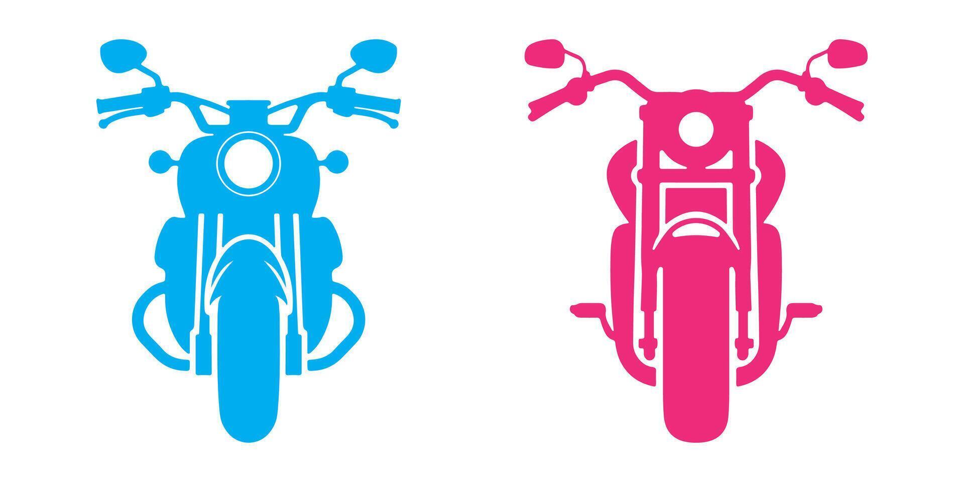 Professional Motorcycle Front View Icons Silhouette Illustration vector