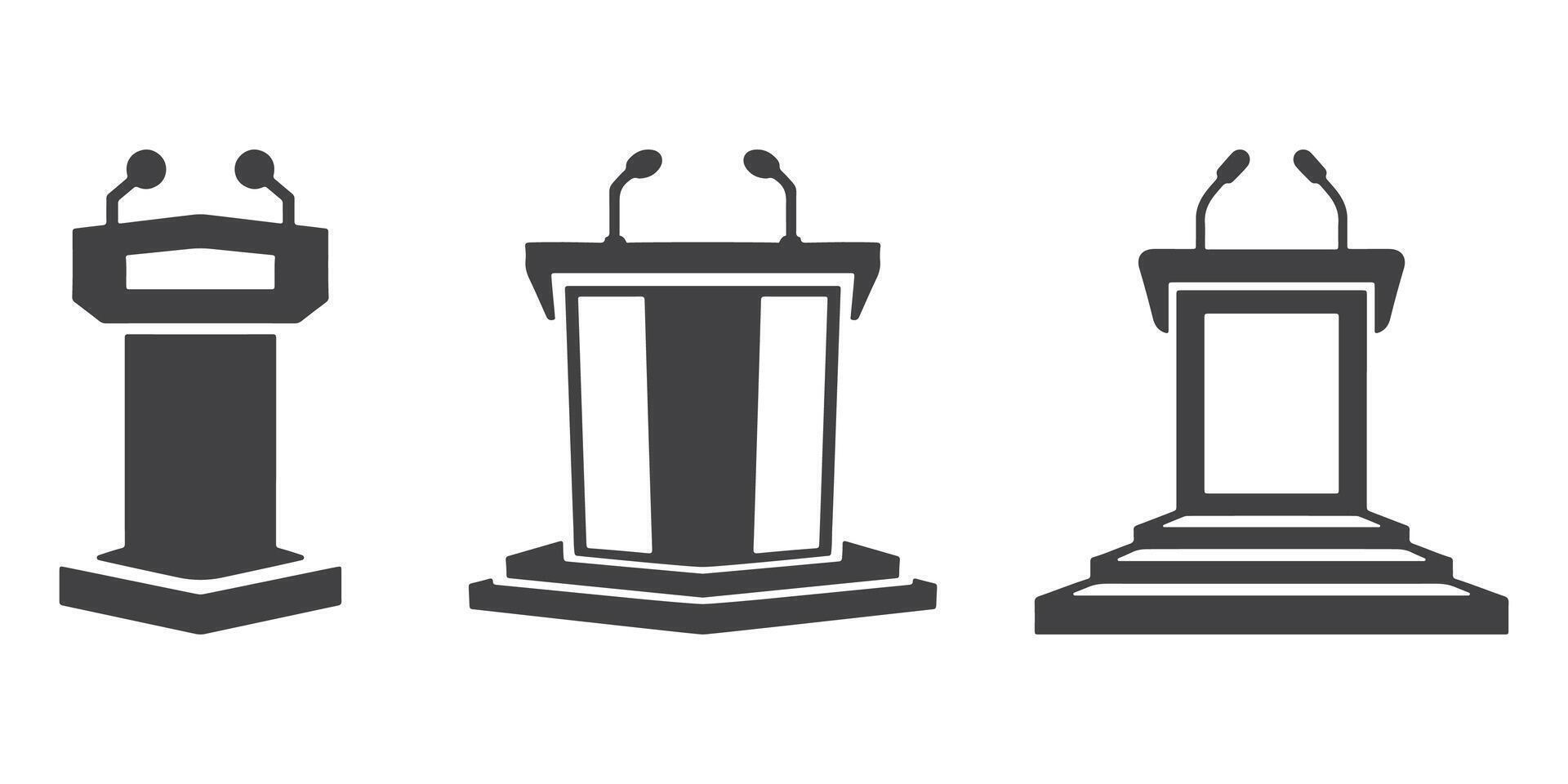 Tribune Stand Icons Silhouette Set vector