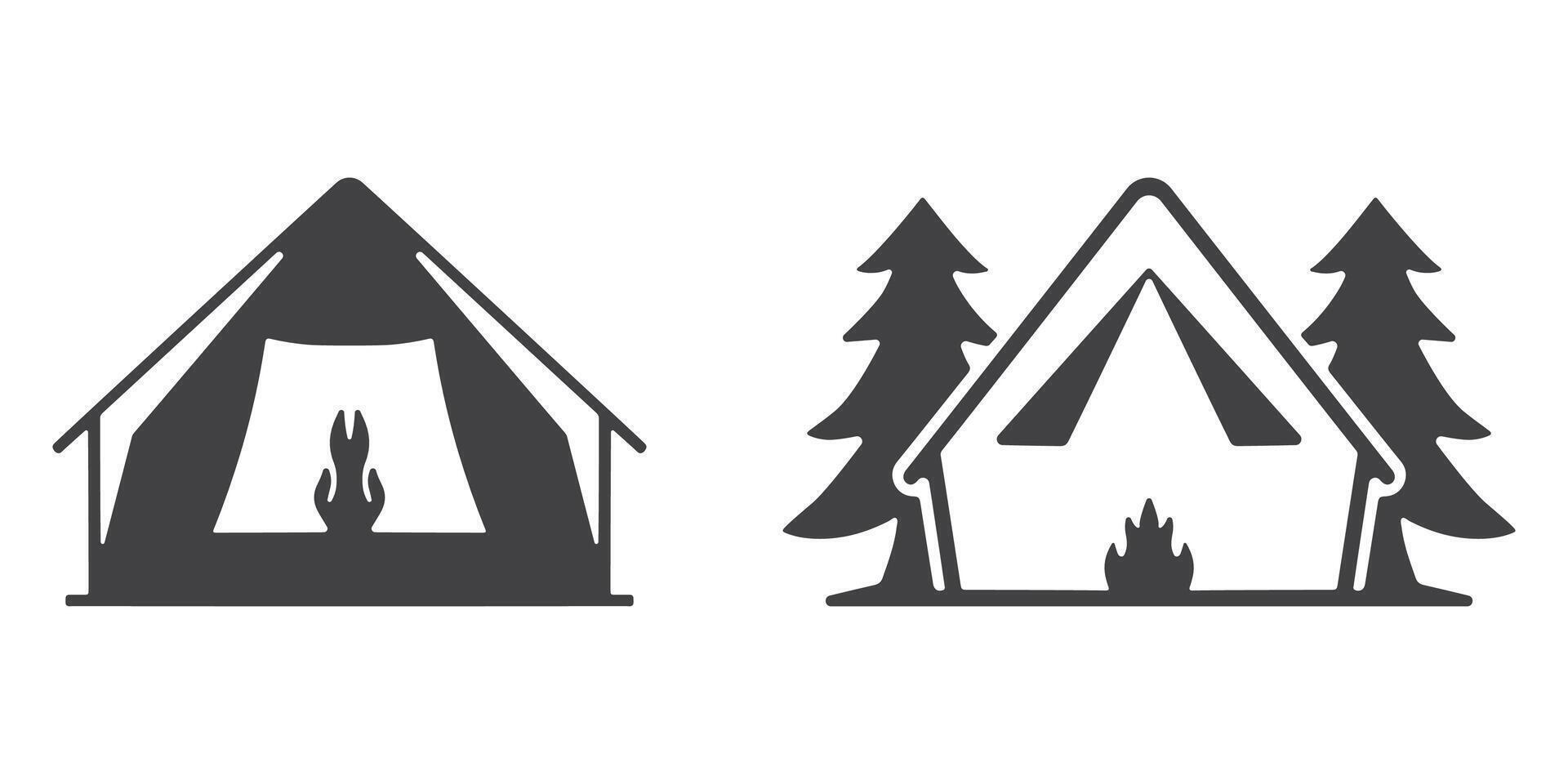 Tent Icons Silhouette Set vector