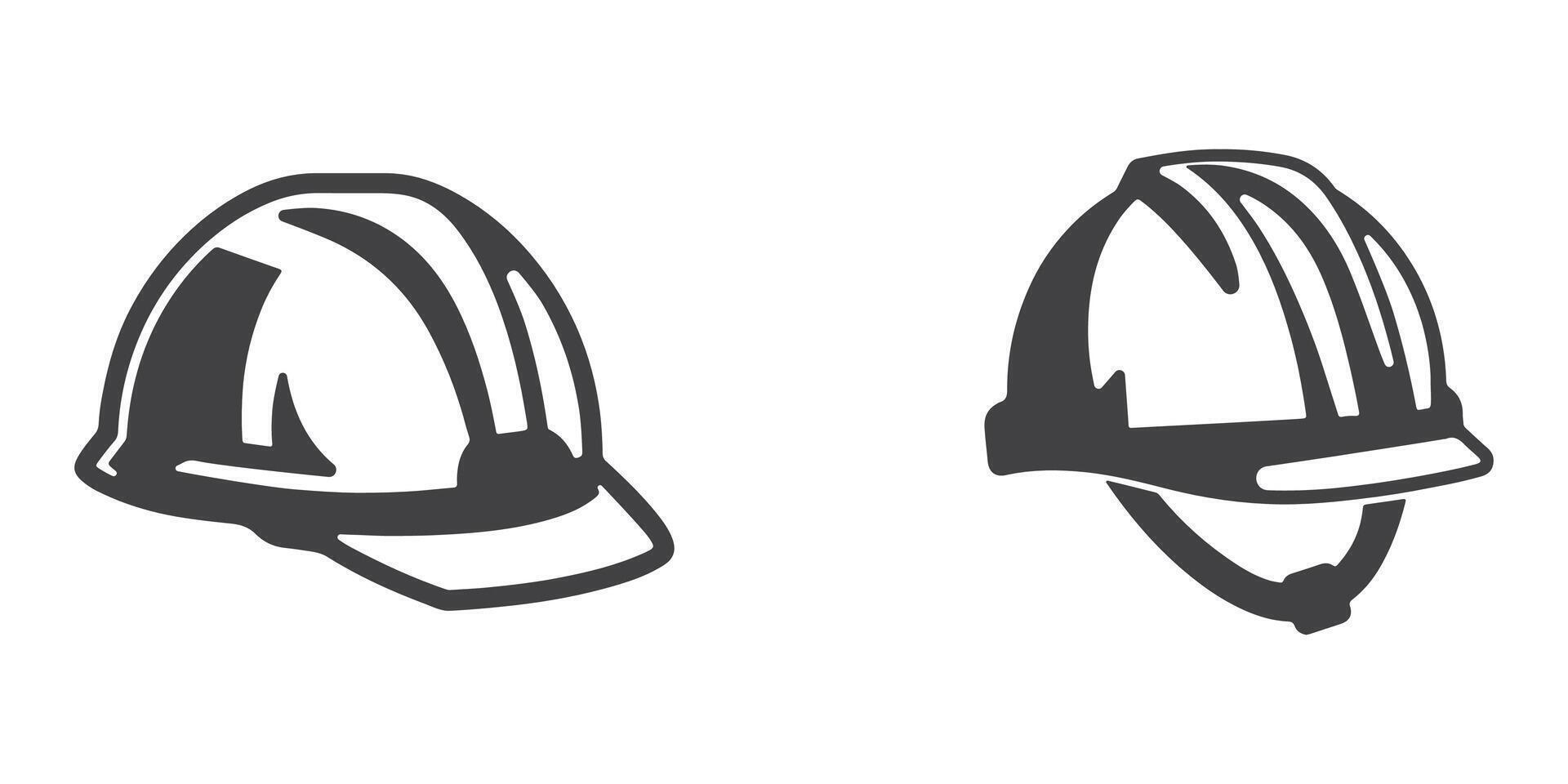 Construction Helmet Icons Silhouette Set vector