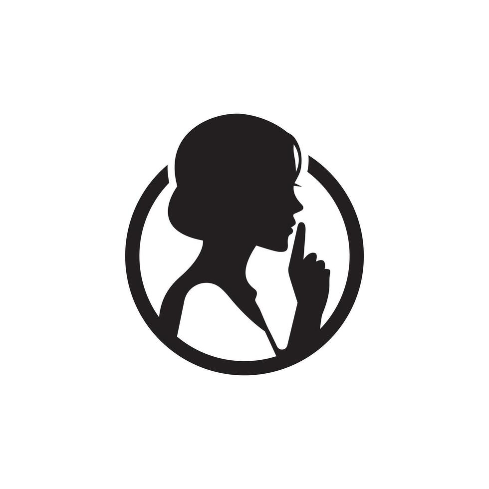 Silhouette of a quiet woman with finger on lips vector