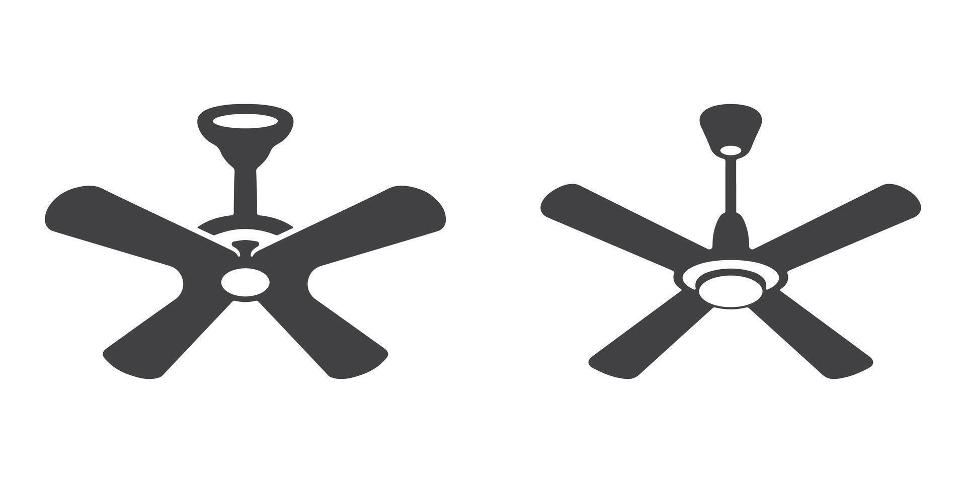 Ceiling Fan Icons Silhouette Set vector