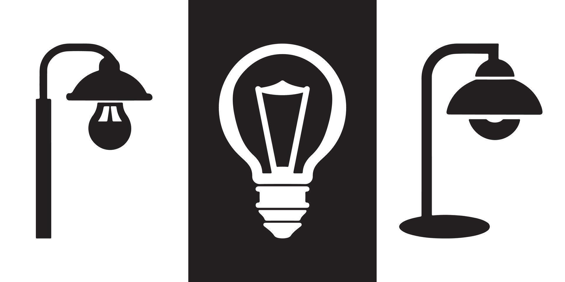 Professional Bulb Lamp Icons Silhouette Illustration vector