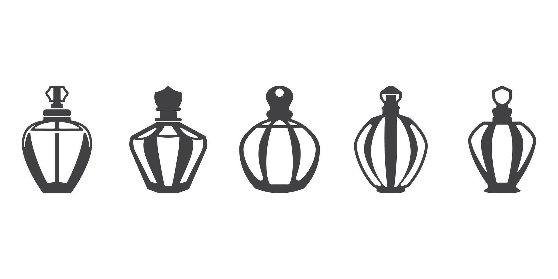 Perfume Bottle Icons Silhouette Set vector