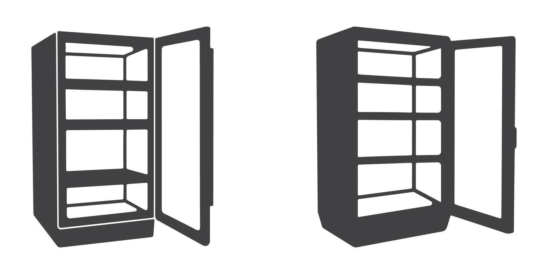 Empty Refrigerator Icons Silhouette Set vector