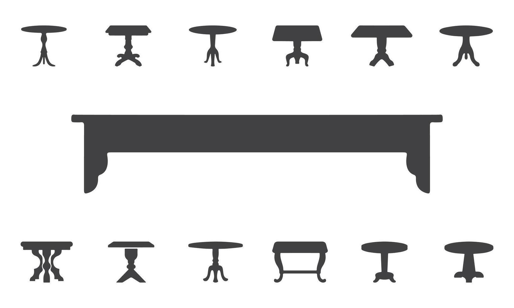 Table Icons Silhouette Set vector