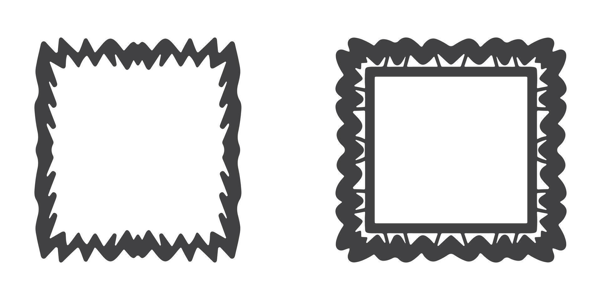 Squiggle Frame Icons Silhouette Set vector