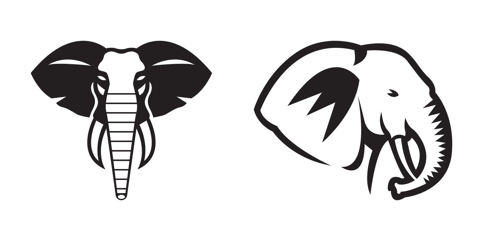 Black silhouette of an elephant heads vector