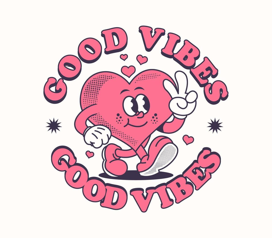 Fun and colorful heart cartoon character design. Perfect for stickers, t shirts, posters, and prints vector
