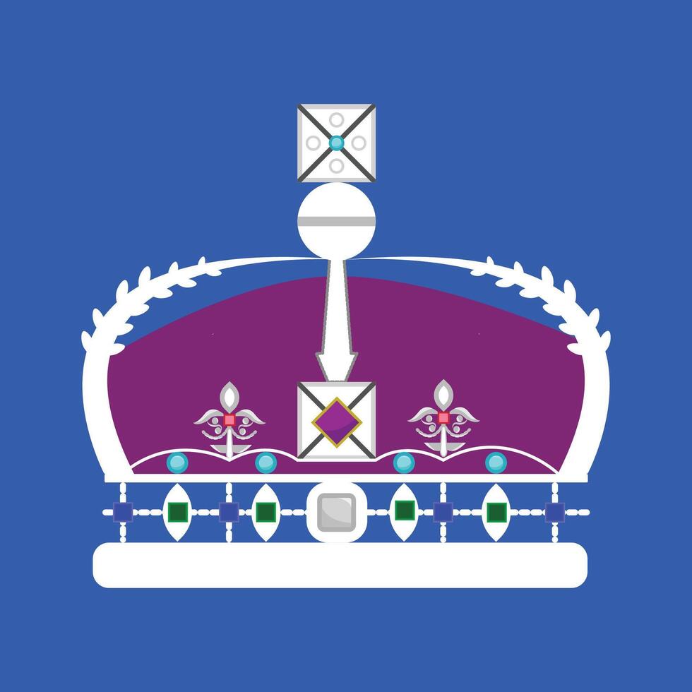 coronation day. illustration of the silver crown of the king and queen vector