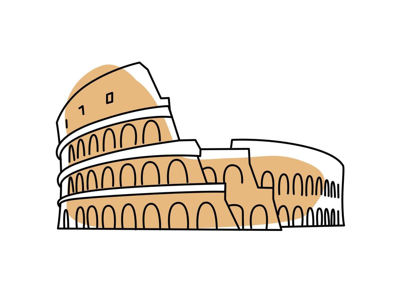 Hand Drawing of Coliseum, Colosseum illustration in Rome. Italy, Roman symbol for traveling, tourism, attractions, architecture poster, banner, card, souvenir. Doodle, Sketch, line art . vector