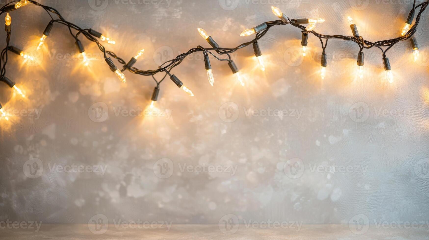 Twinkling fairy lights illuminate a textured backdrop for a cozy evening atmosphere photo