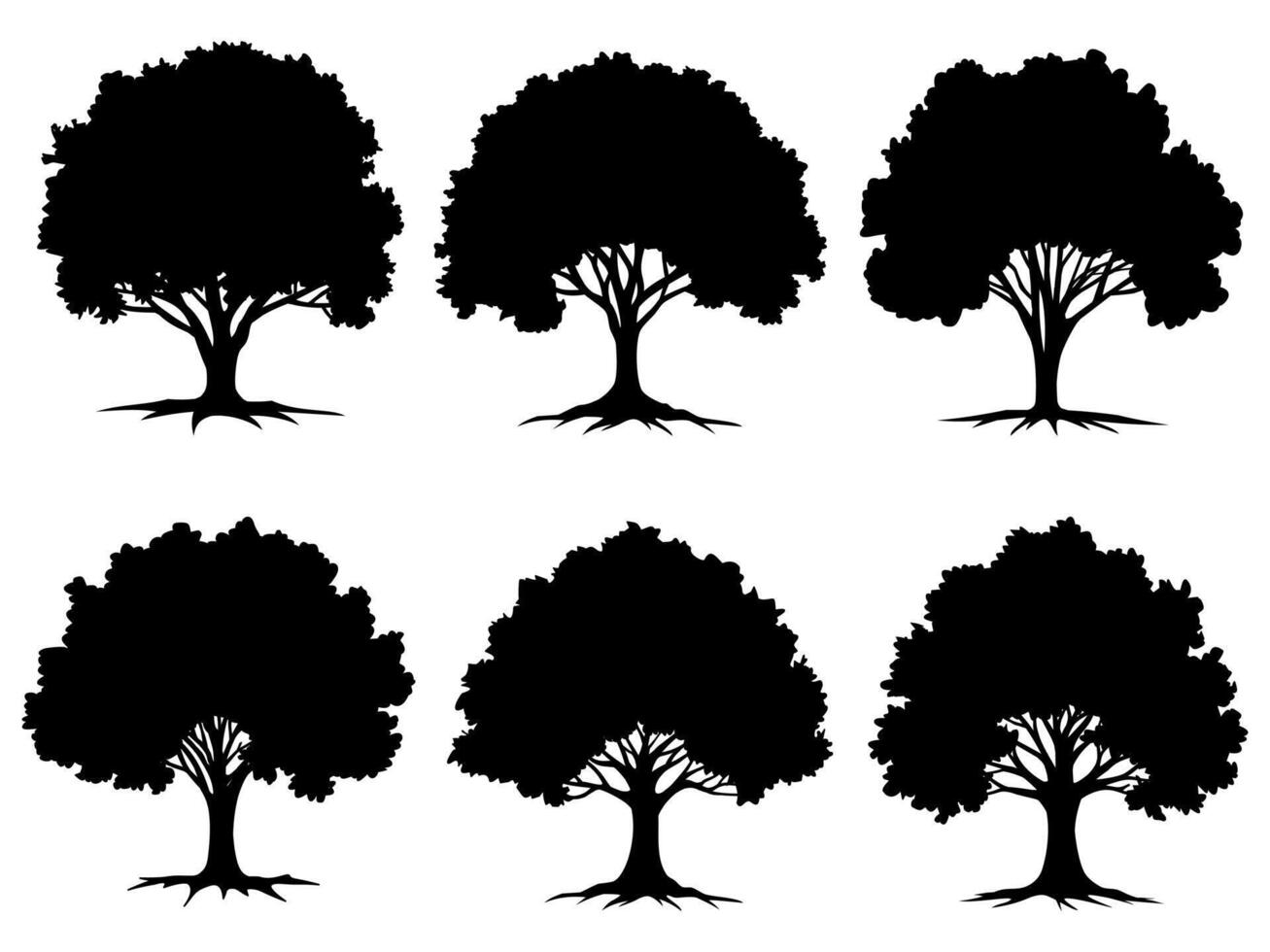 collection isolated tree Symbol silhouette style. vector