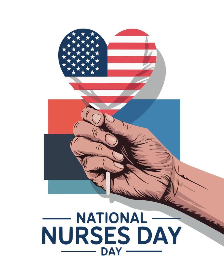 National Nurses Day USA Hand Holding Heart concept Design vector