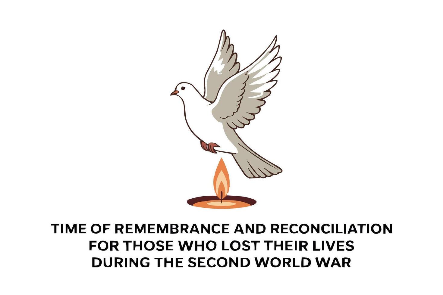 concept illustration of time of remembrance and reconciliation for those who lost their lives during the second world war vector