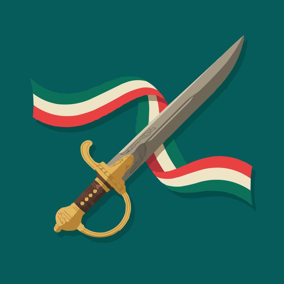 italian flag and italian sword art illustration vector