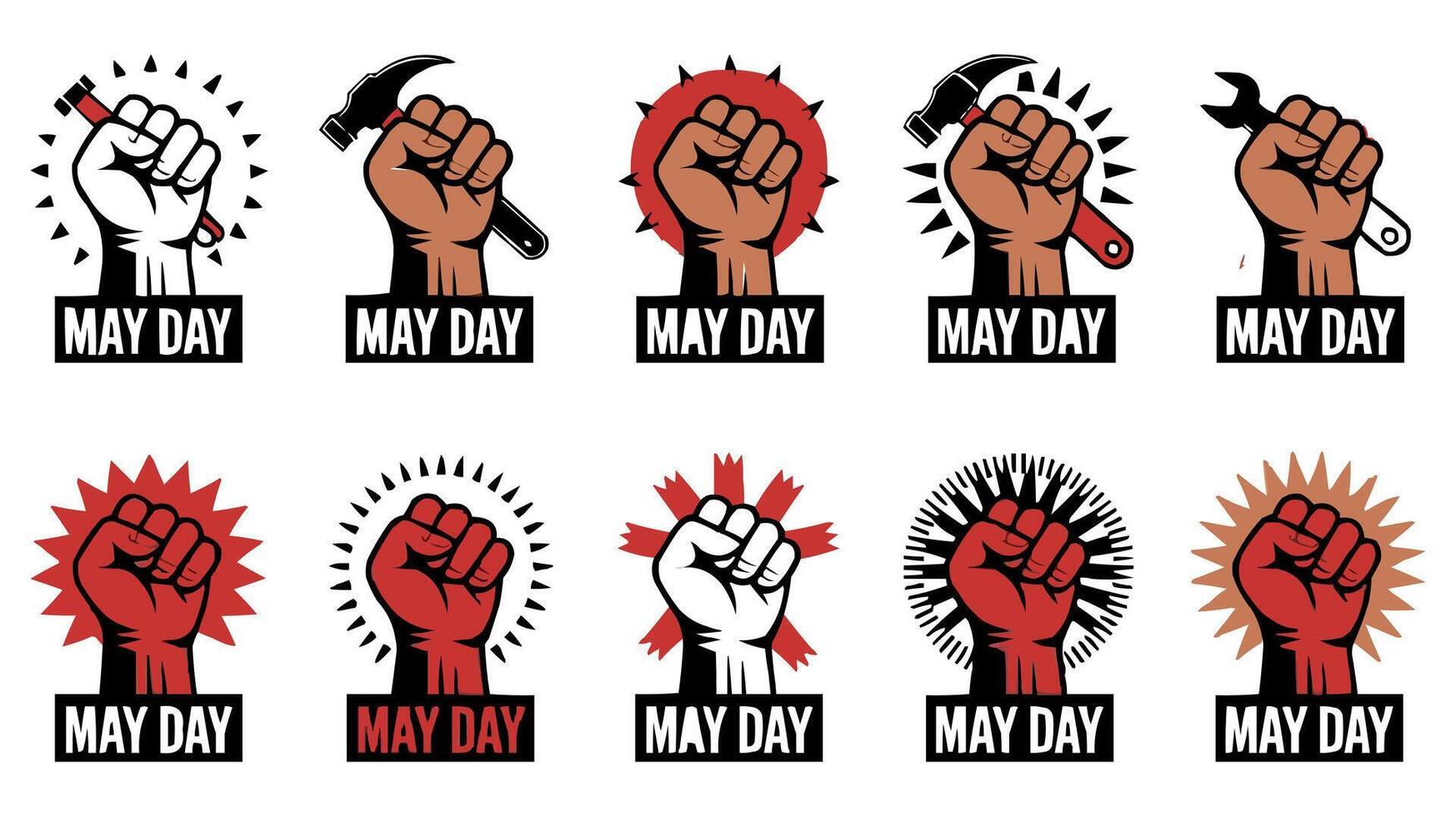 may day fist symbol, art illustration vector