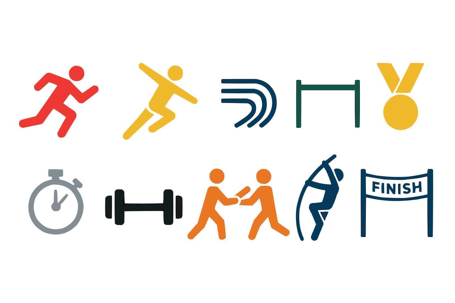 Athletics Icon Set Featuring Sports Symbols for Fitness and Competition vector