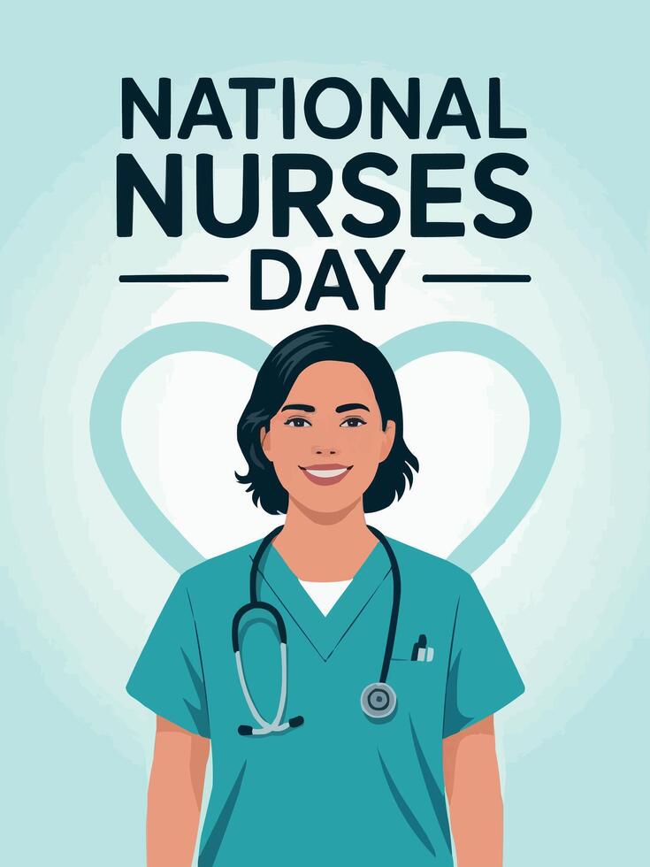 National Nurses Day Appreciation Poster Female Nurse Illustration vector