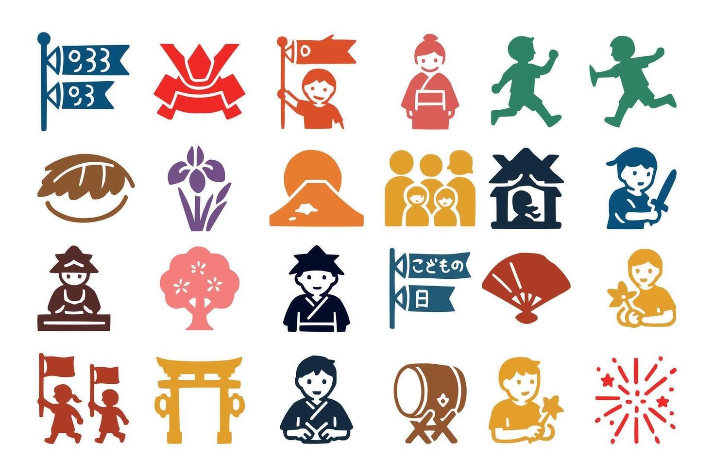 Kodomo No Hi Icon Set Japan Childrens Day Festival Symbols Collection vector