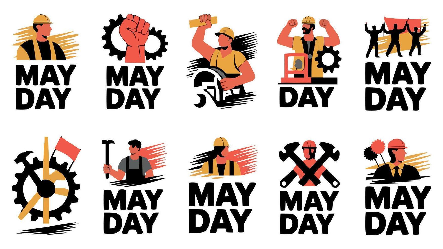 may day symbol icons set, workers, construction workers, construction workers, construction workers, construction workers vector