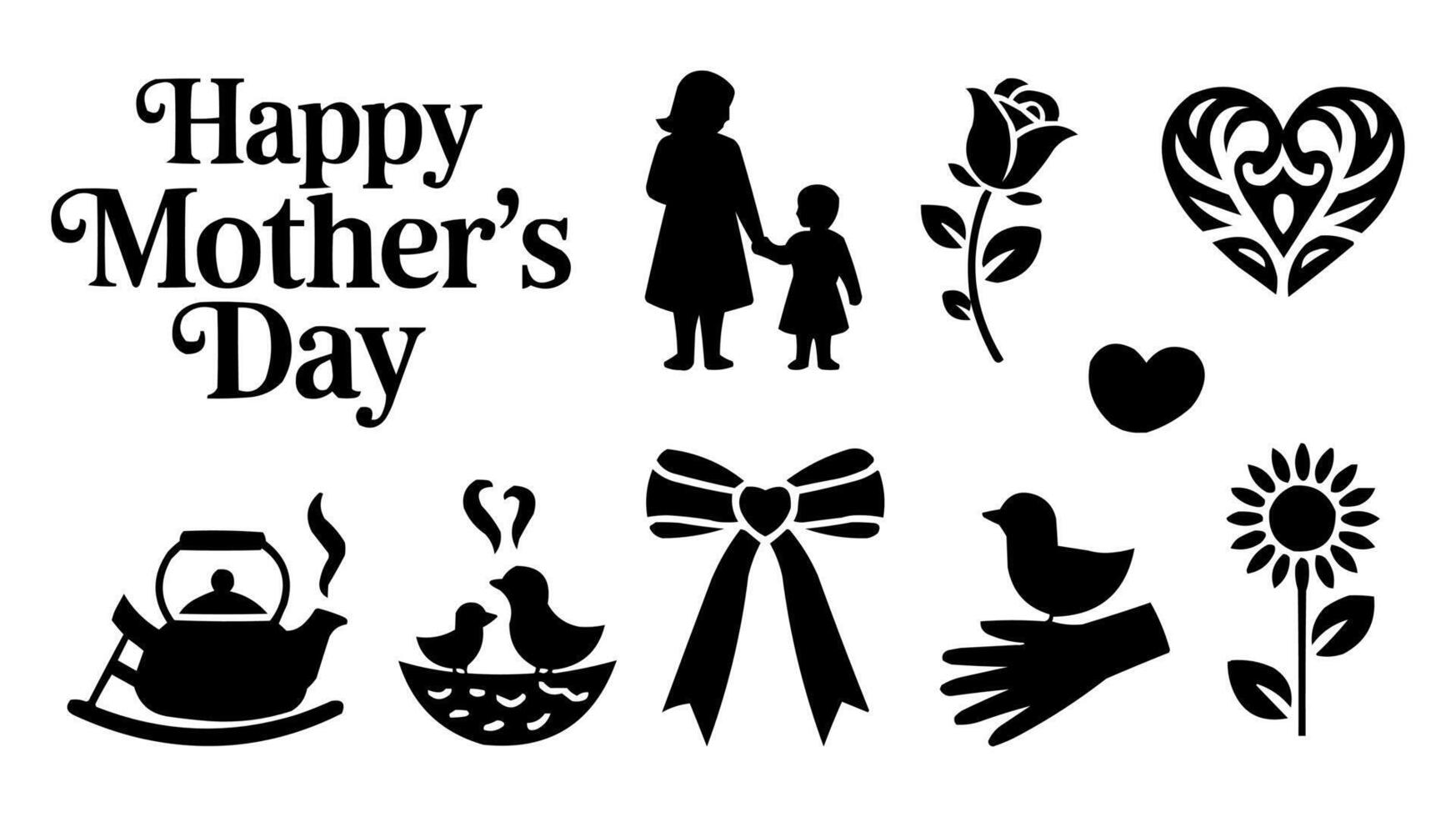 happy mother's day set illustration vector