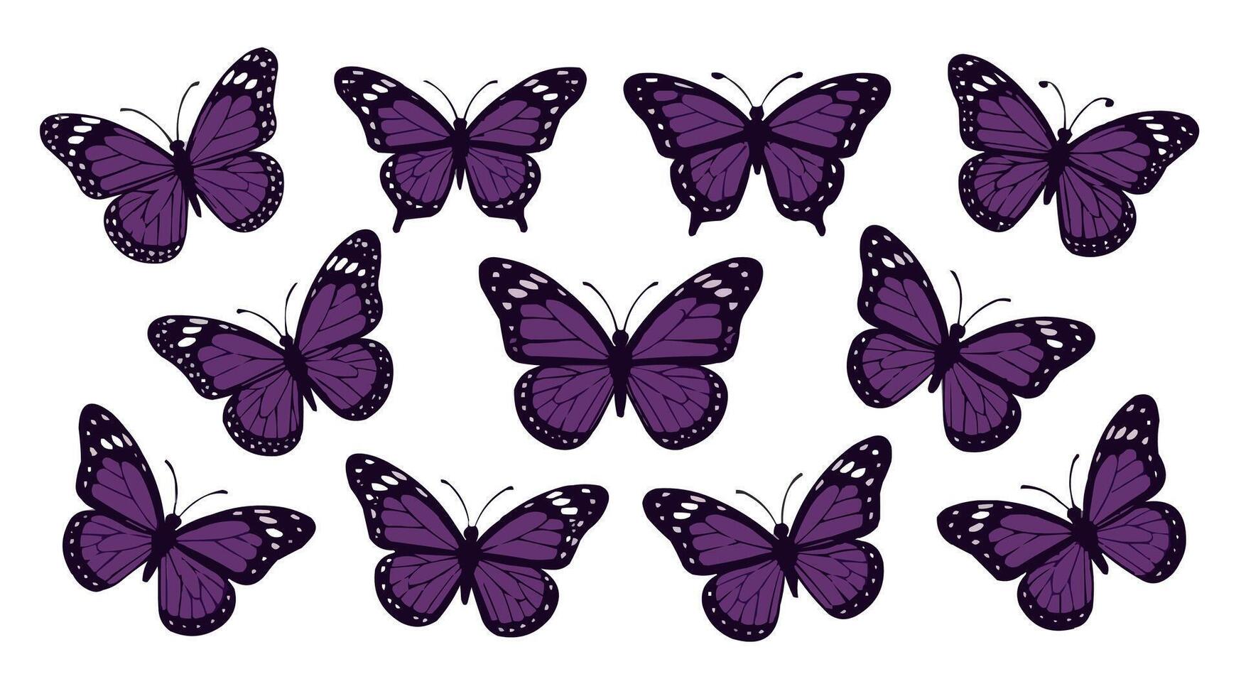 Purple Butterfly Collection Lupus Awareness Support Art Symbolic Design Graphic vector